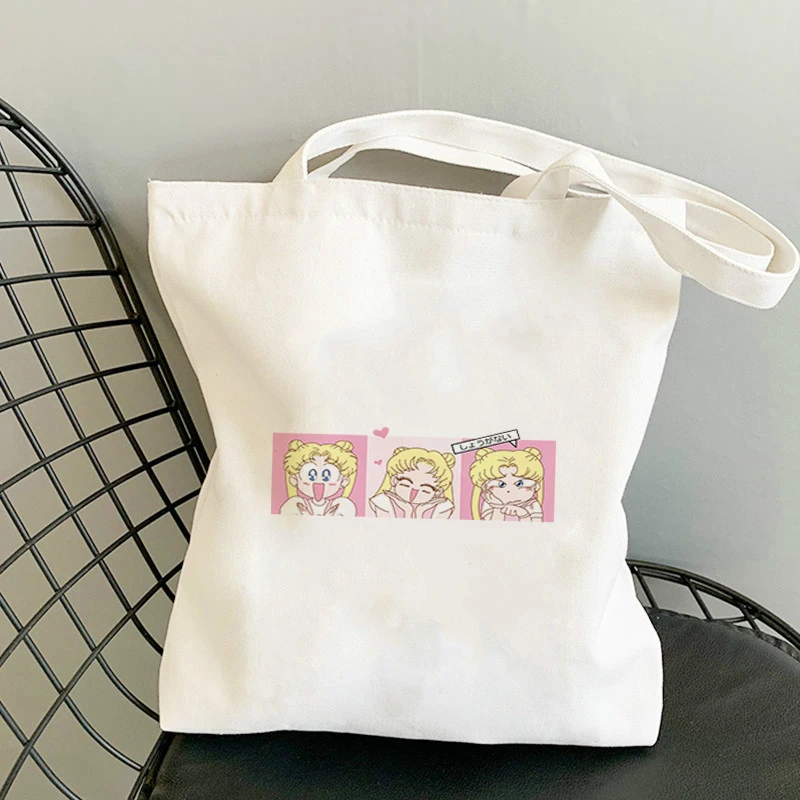 

Sailor Moon Grocery Bag Anime Tote Women's Luxury Bags Canvas Shopper Shopping for Groceries Handbag Designer Handbags Ladies