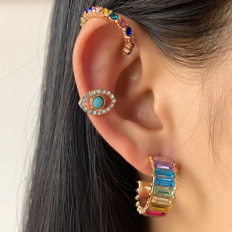 Женские богемные серьги гвоздики Коми вечерние из сплава с кристаллом c образной