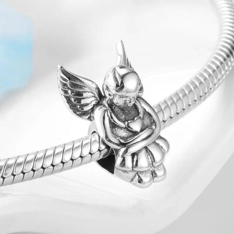 

Original Sterling Silver 925 Pendant Angel wings Lucky Charms Bead fit European Bracelets Bangles for Women Fine Jewelry Making