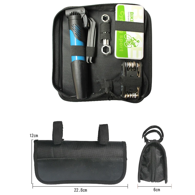 Горячие 12 шт инструменты для обслуживания велосипеда Сумка насос гаечный ключ