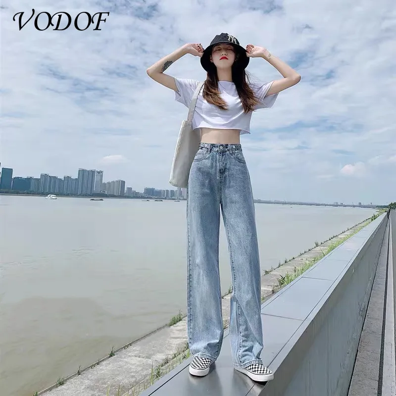 

Women's Trousers Straight-leg Jeans Women's High-waisted Slim-fitting Loose Trousers Casual Split Washed Mother Fashion Trousers