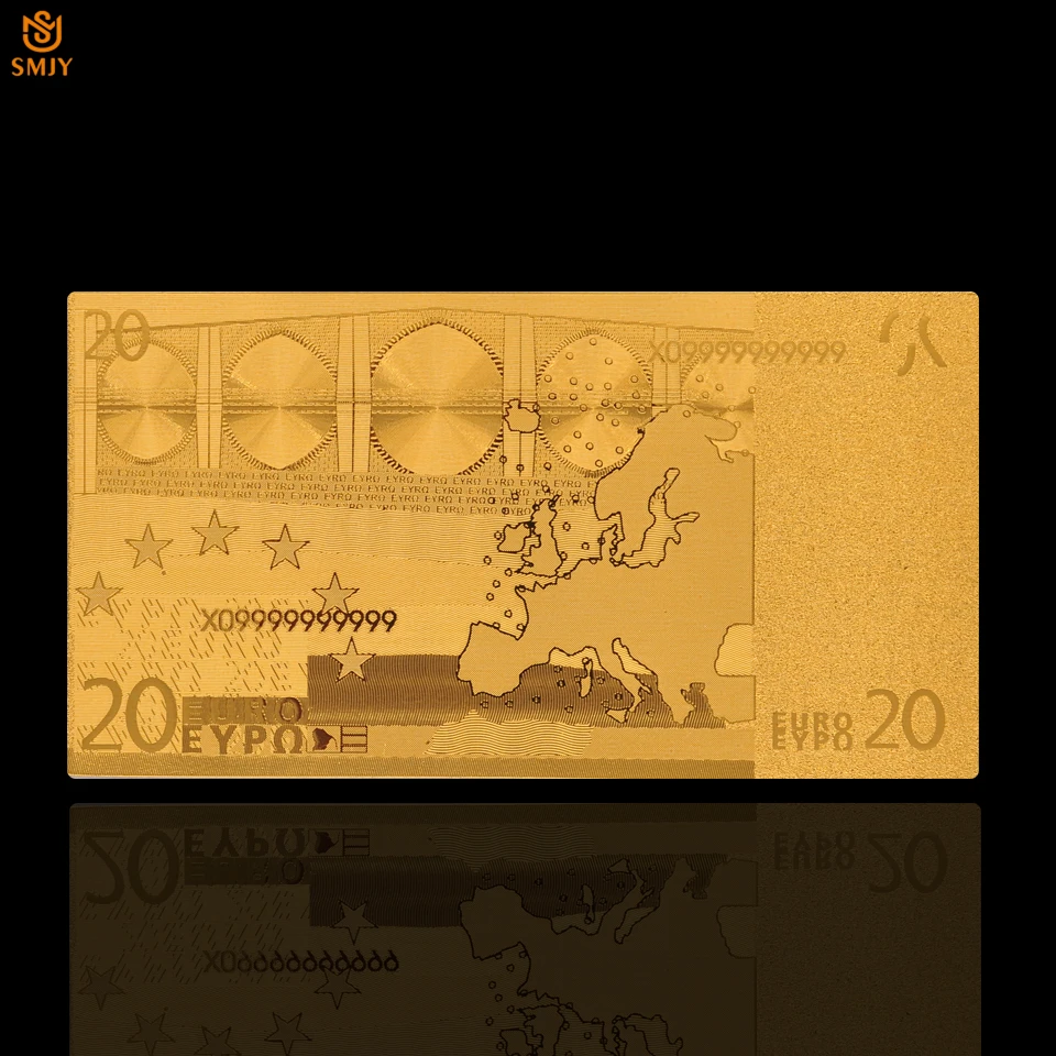 Золотая банкнота евро 20 банкноты позолоченные реплики реальные деньги для