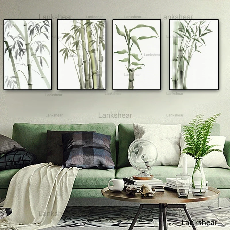 

Bamboo Leaf Posters And Prints Abstract Ink Painting Wall Decor Wall Art Canvas Painting Picture Nordic Decoration Home