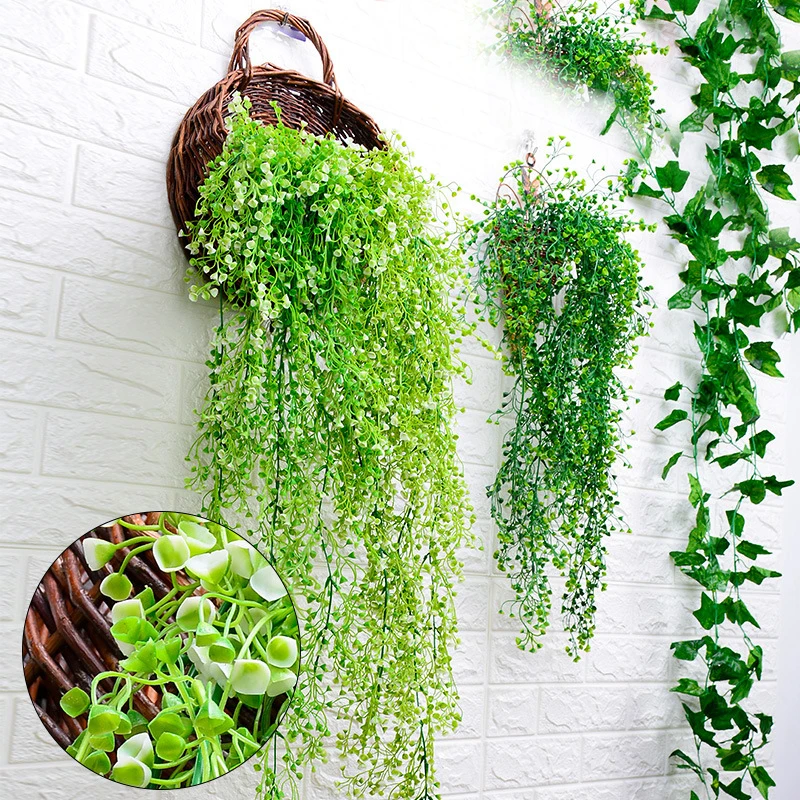 1 string Artificial Plant Vines Wall Hanging Simulation Rattan Leaves Branches Green Ivy Leaf Home Wedding Decoration | Дом и сад