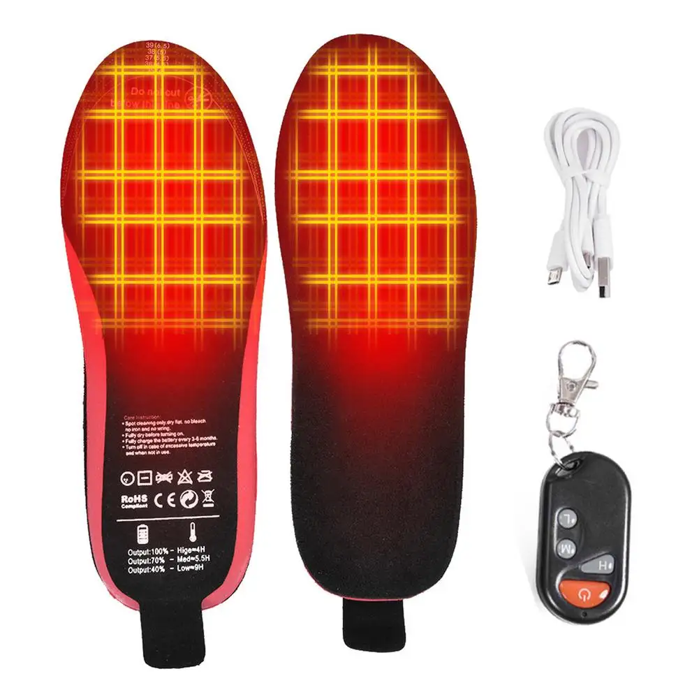 

1pair Rechargeable Heated Insole USB Heating Insoles Foot Warming Pad Feet Warmer Sock Pad With Remote Control Foot Warmer