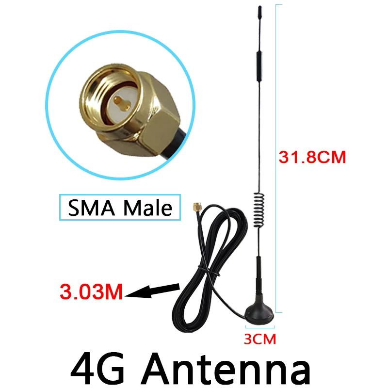 Grandwisdom 5pcs 3G 4G LTE Antenna 12dbi SMA Male Connector Aerial 698-960/1700-2700Mhz IOT magnetic base 3M Clear Sucker Antena