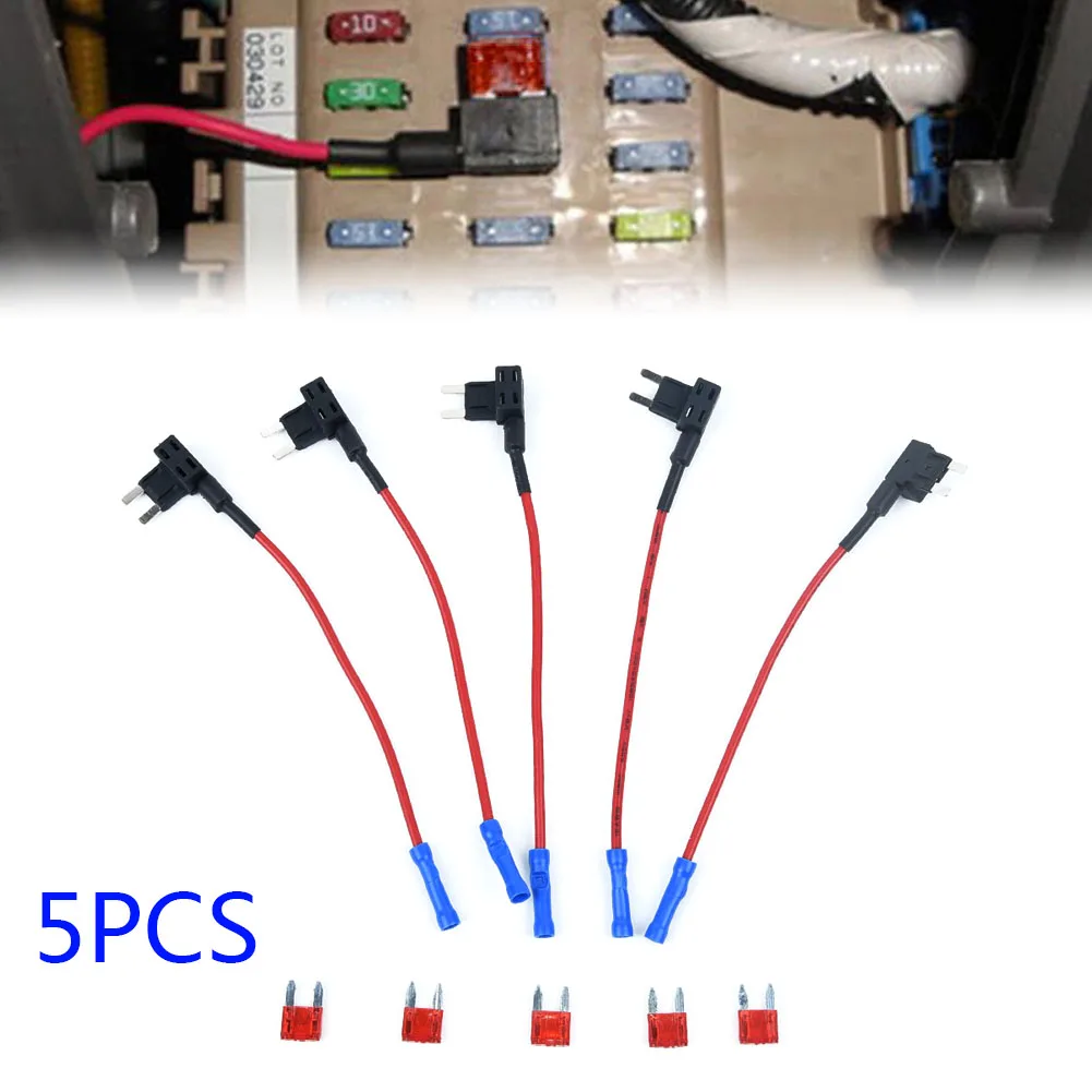 

5Pcs Fuse Holders & Boxes Add A Circuit Mini Blade Fuse Splice Holder ATM APM Back Fuses Tap 12V With 5 * Mini Blades