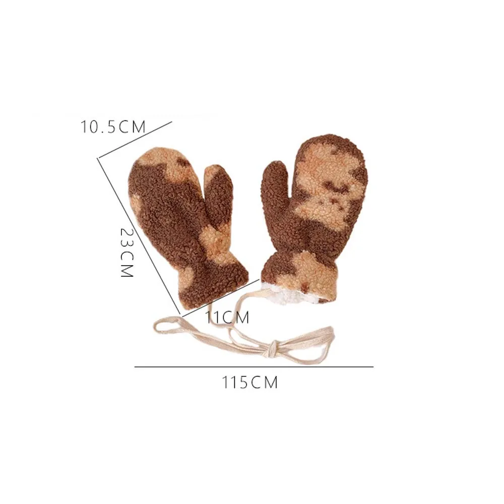 

Women Men Winter Plush Gloves Cute Cartoon Bear Cotton Thickening Warm Lovely Student Windbreak Riding Gloves Mittens