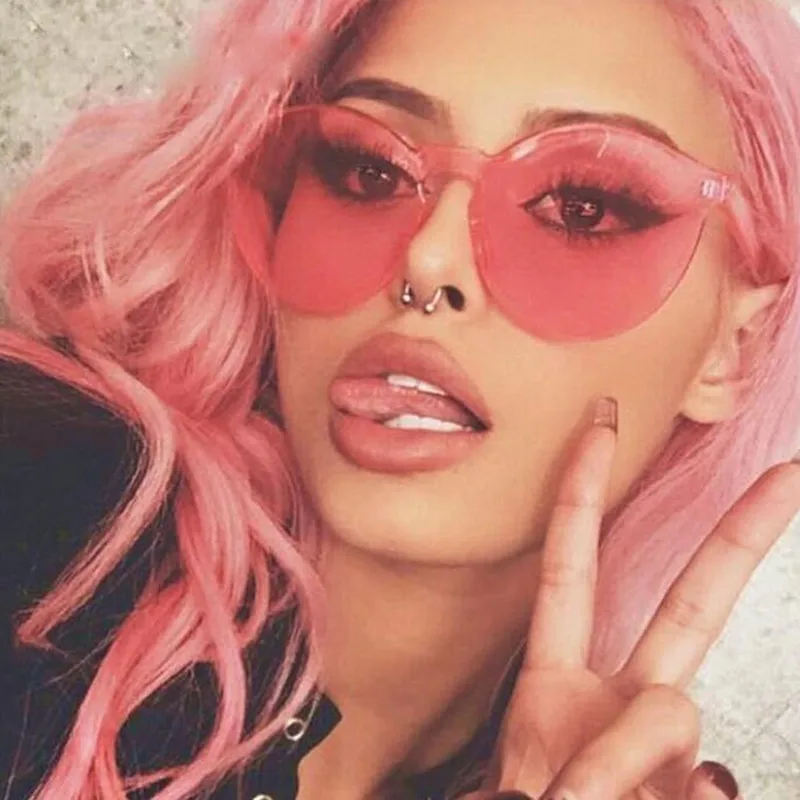 

Summer Rimless Sunglasses Women Brand Designer Transparent Shades Sun Glasses Cool Color UV400