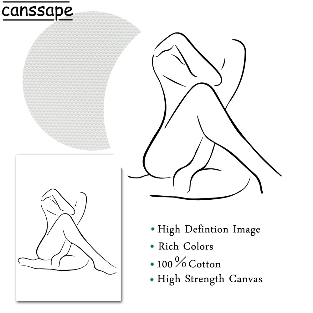 Абстрактная живопись линия голая женщина настенные художественные плакаты Йога