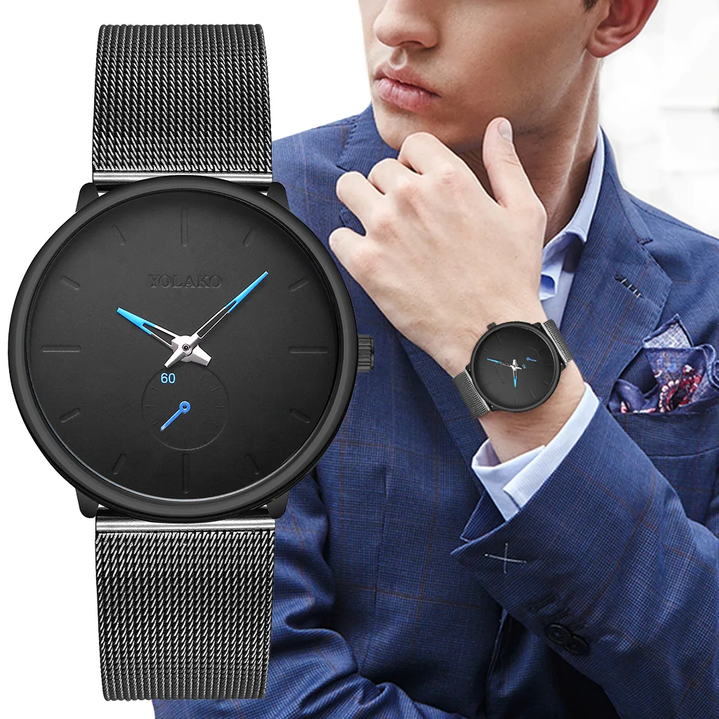 

Simple Men Wristwatch Clock Casual Men Watches Business ultra-thin Black Alloy Strap Mens Quartz Watch Reloj Hombre Dropshipping