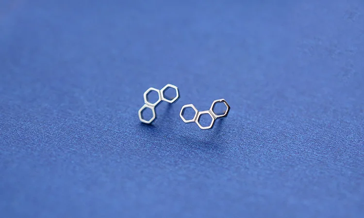 Серьги гвоздики из настоящего стерлингового серебра 925 пробы с шестигранной