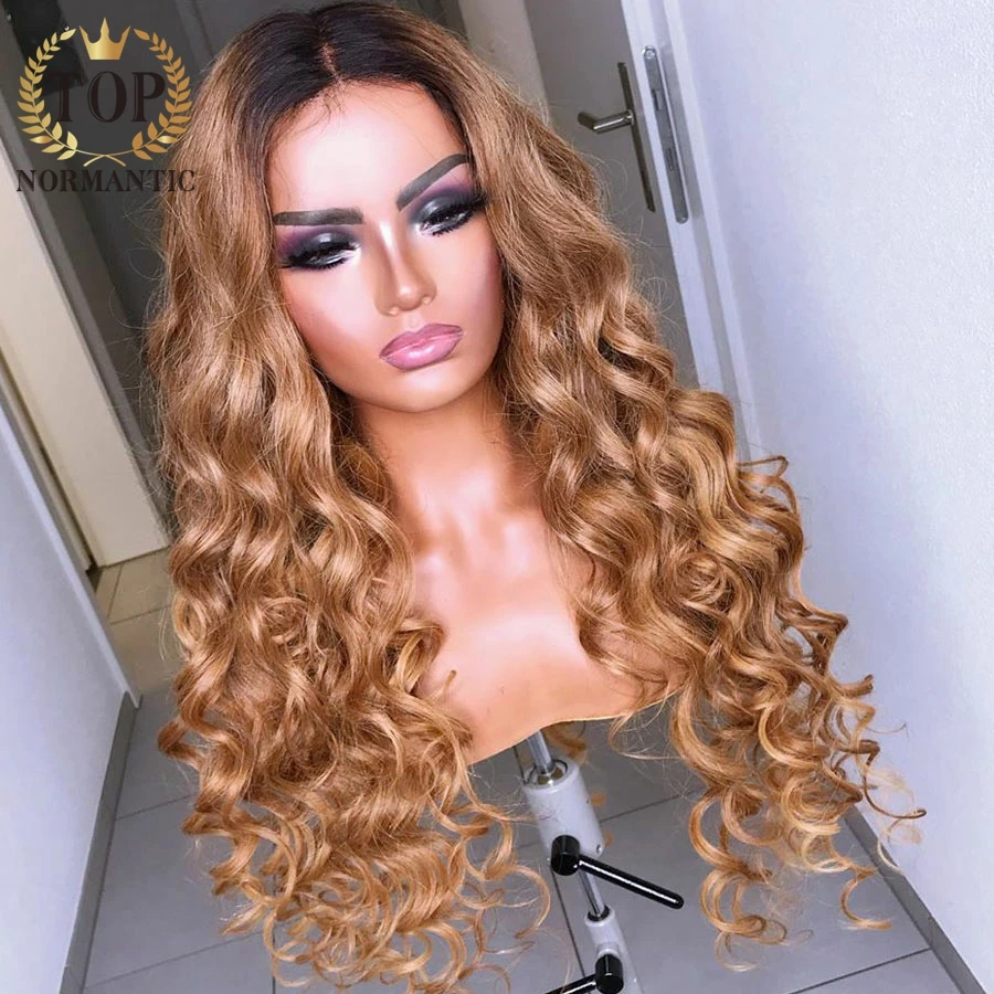Topnormantic Ombre светильник-коричневый цвет 13x4 кружевные передние парики свободные