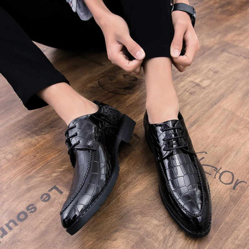 

38~44 Leather Shoes Men Comfortable Stylish Gentleman's Business Oxford Shoes for Men Crocodile Shiny Leather Men's Stage Shoes*