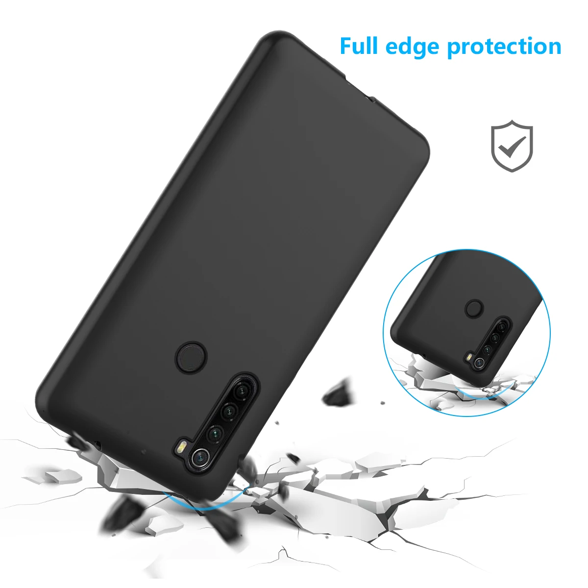 For Xiaomi Redmi Note 8T Back Case Slim Fit Soft TPU Shockproof Phone Protective Cover Black Fast delivery |