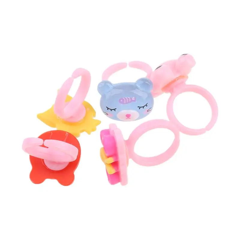 

Hot Sale Mixed Color lovely Rings Children's Day Jewelry Plastic Kids Ring for Girls with Different Style Animal Fruit as Gifts