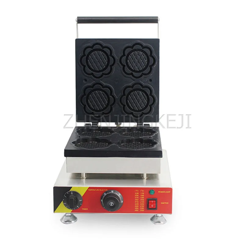 

Bakery Oven Equipment Electric Waffle Baker Commercial Sunflower Shapes Waffle Maker To Make Flower Waffle Machine 1500W 4 Molds