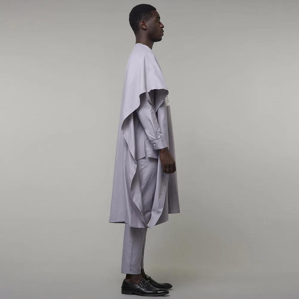 Fadzeco Agbada Мужская африканская 3 шт размера плюс Дашики белая вышивка Приталенный топ рубашка и брюки традиционная африканская одежда