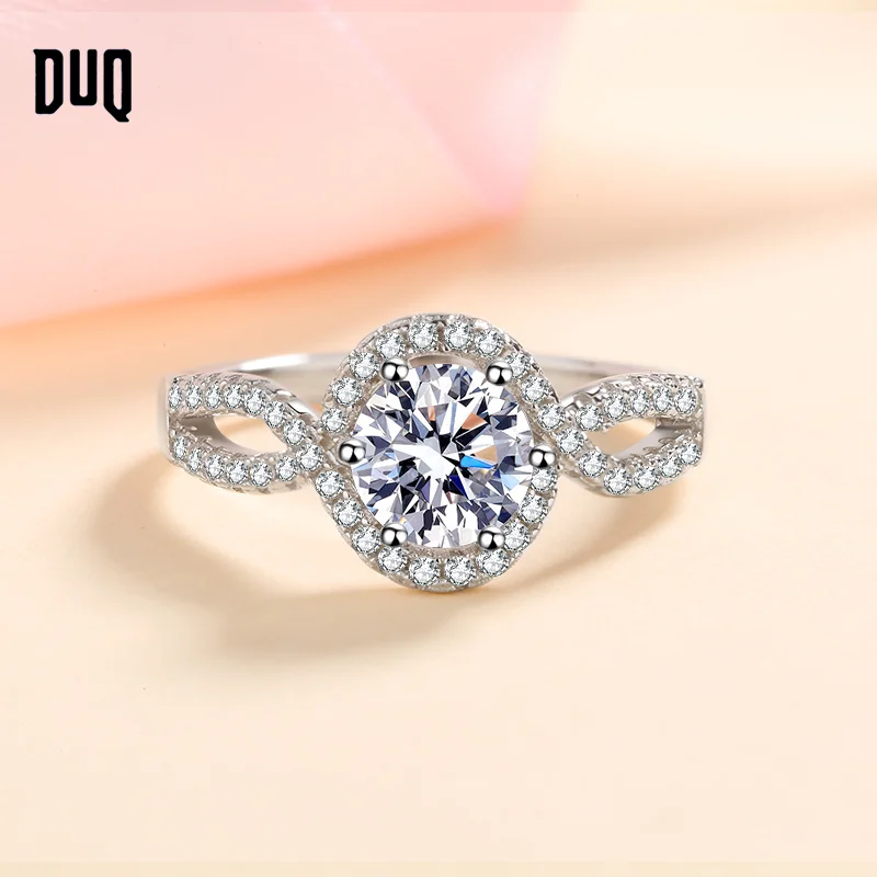 

DUQ 925 Silver Fashion 0.5ct 1ct D Color Moissanite Rings for Women FingerRing Fine Jewelry Party Anniversary Ring birthday gift