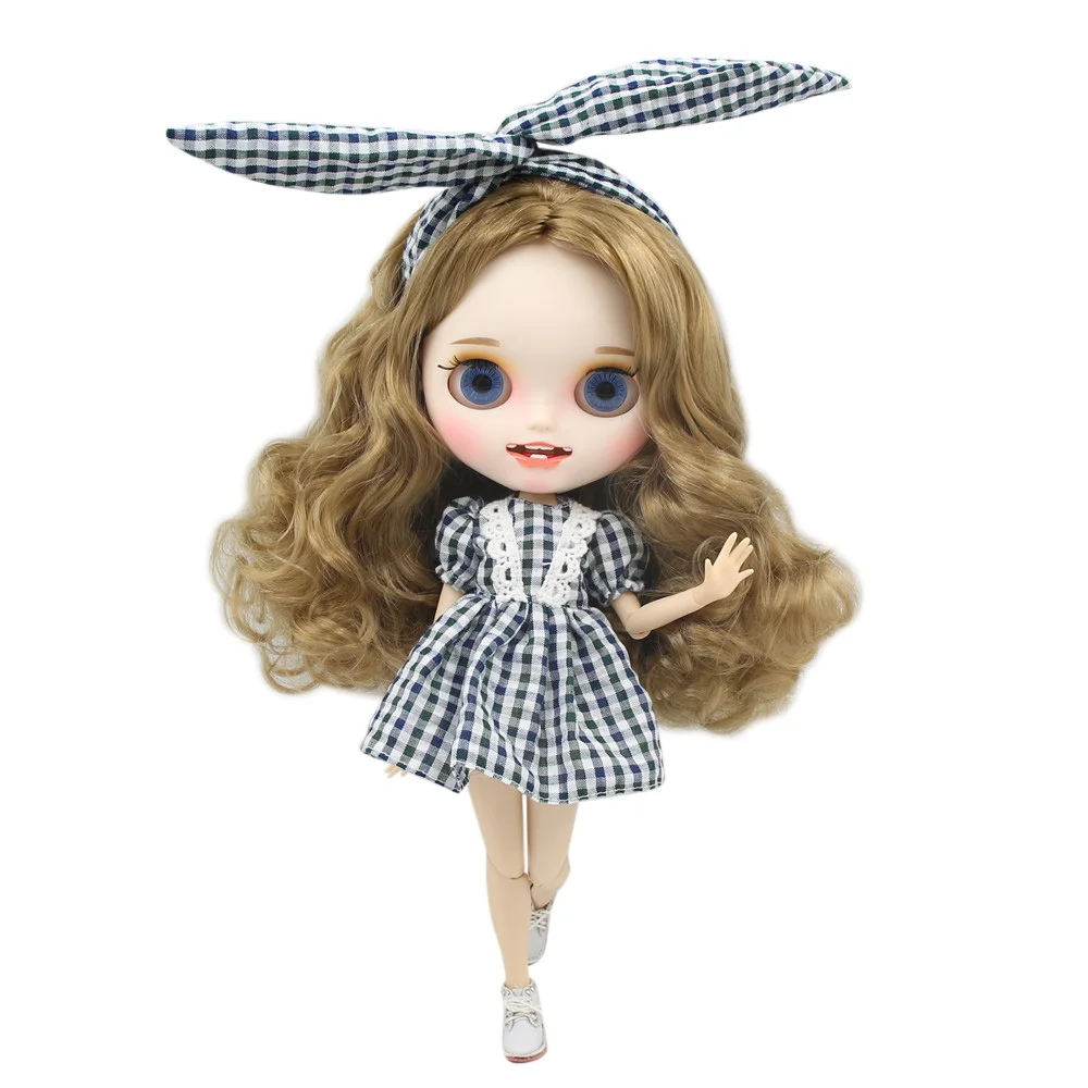 Ледяной DBS Blyth кукольные 1/6 bjd с улыбкой круглым носком вьющиеся волосы из белой