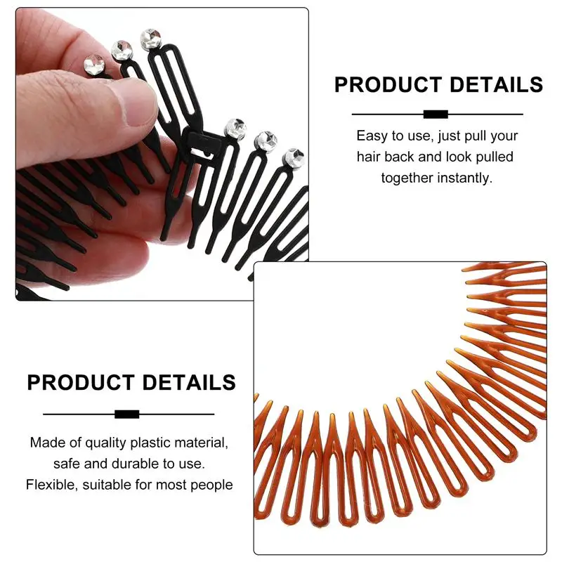 

12Pcs Stretch Comb Plastic Fashion Flexible Circle Comb Headband Hair Accessories