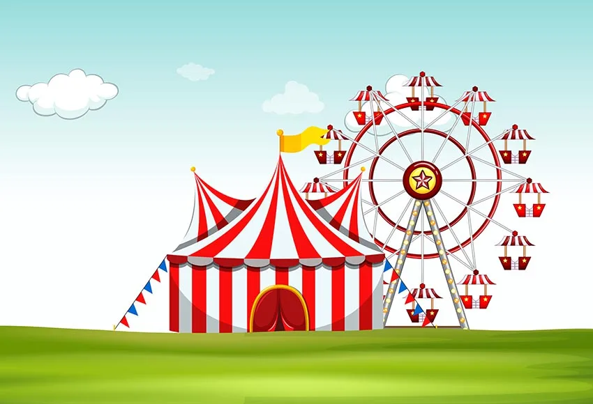 

7x5FT Abstract Classical Circus Tent White Clouds Field Carnival Custom Photo Studio Backdrop Background Vinyl 220cm X 150cm