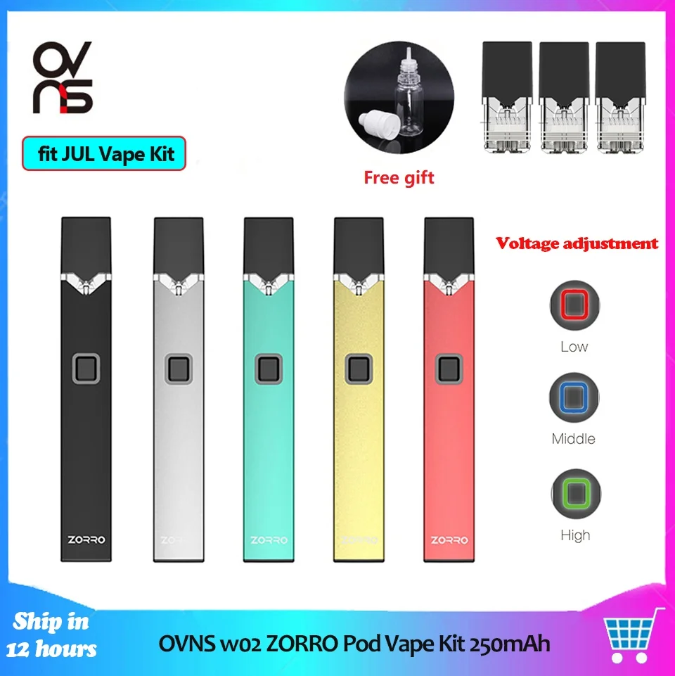 OVNS W02 набор ZORRO Pod Vape 250 мАч батарея ручка 0 7 мл керамическая катушка картридж