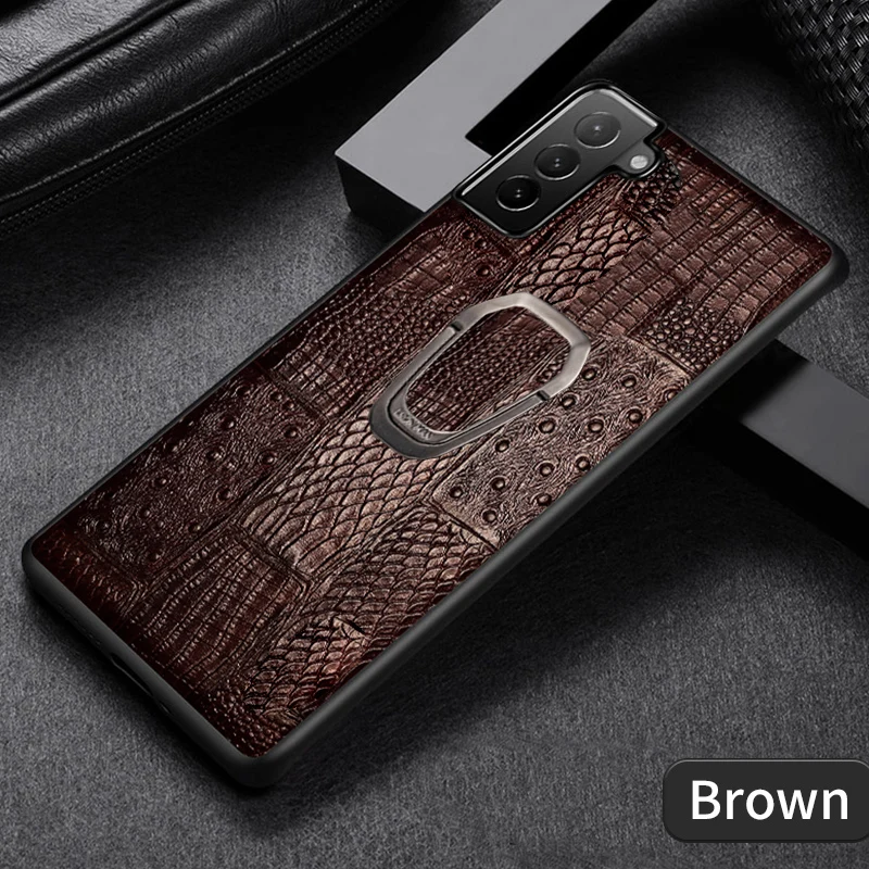 

phone case For Samsung Galaxy S21 ultra Genuine Leather Cowhide S7 Edge S8 S9 S10 S10E S20 plus mobile Bracket Back cover