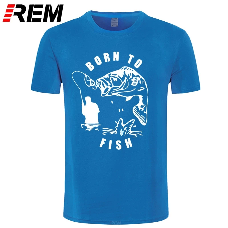 Мужская футболка с принтом REM Born To Fish из чистого хлопка высокого качества рыбаков