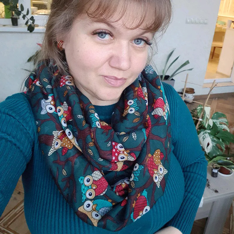 Модный шарф с круглым вырезом для женщин дамские теплые шарфы-кольца рисунком