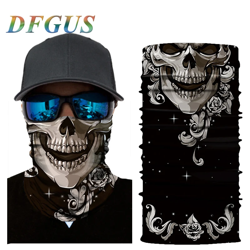 

3D Balaclava Magic Neck Face Mask Motorcycle Ghost Skull Tactical Skiing Motorbike Scarf Bandana Motor Head Shield Helmet Sun