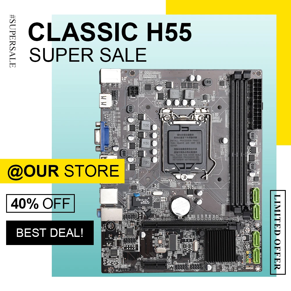H55 материнская плата H55M lga1156 mATX Поддержка VGA HDMI USB2.0 SATA 2 0 DDR3 двухканальная