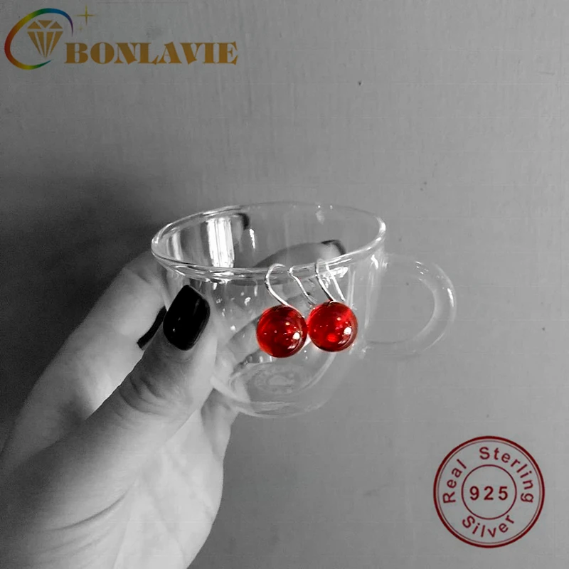 Серьги BONLAVIE из серебра 925 пробы с гранатом роскошные классические подарочные