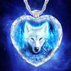 Ожерелье с подвеской в форме сердца из хрустального стекла, пчелы, синего призрака, волка, женское ожерелье, модные металлические аксессуары в виде животных, ювелирные изделия Вечерние
