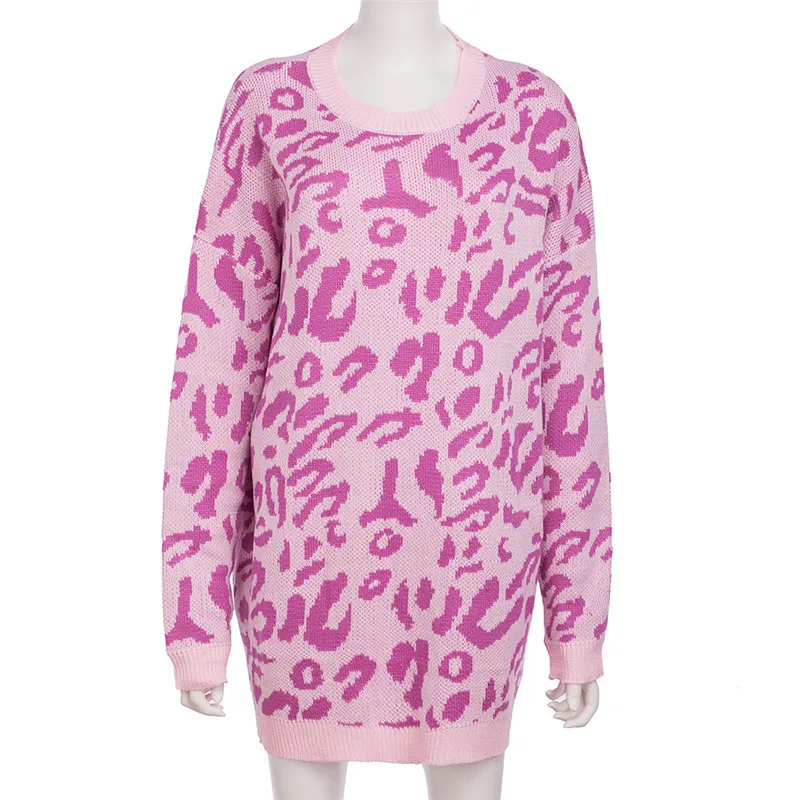 

Leopard Pullover Sweater Female O Neck Long Sleeve Casual Knitting Autumn Sweaters Women Fashion Tide Knitted Jumpers
