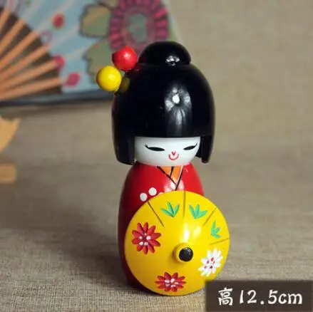 1 шт. новая милая японская кукла Kokeshi с зонтиком, деревянные куклы, размер 12,5 см