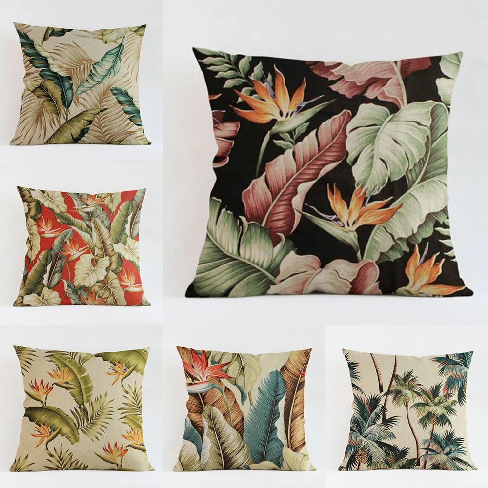 Home Square Cushion CaseThrow Pillow Case Tropical Plant Leaves Soft Room Gift Single Sides Printing cushion cover | Дом и сад
