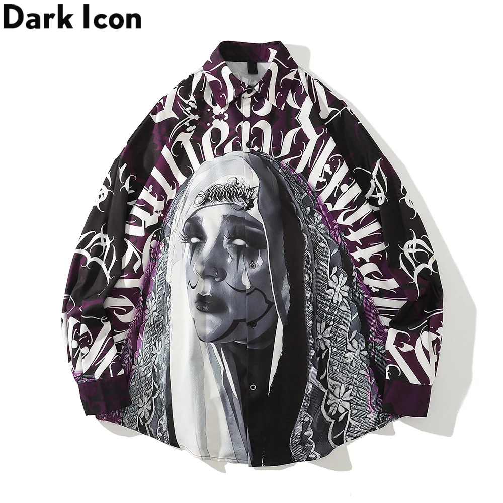 

Dark Icon Tearing Women Men's Shirt Long Sleeve Autumn Oversized Shirts for Man