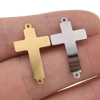 5pcslot stainless steel fashion double hole cross pendant jewelry making supplies connector charm finding accessories for hand