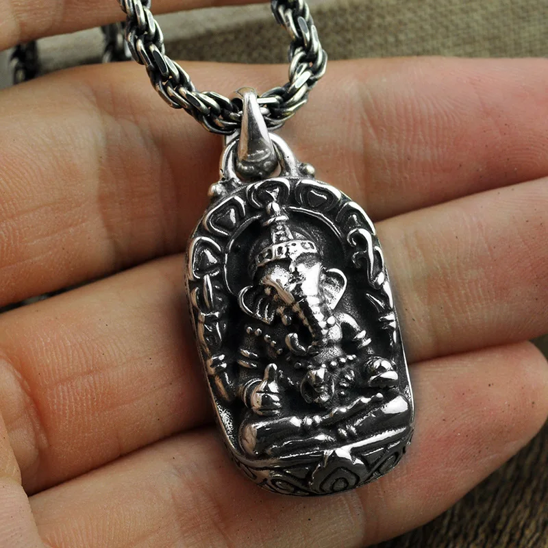 925 пробы Серебряный слон Ганеш твердый кулон для мужчин и женщин тайское серебро