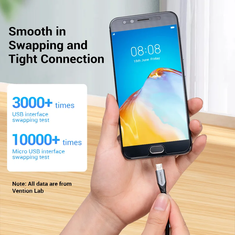vention micro usb cable 3a nylon fast charger usb type c data cable for samsung xiaomi lg android micro usb mobile phone cables free global shipping