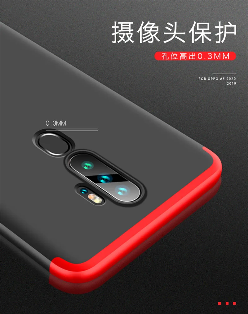 Oppo A5 A11X чехол A52020 360 градусов полное покрытие защищенное матовое твердое покрытие для Oppo A9 цветное покрытие со стеклянной пленкой