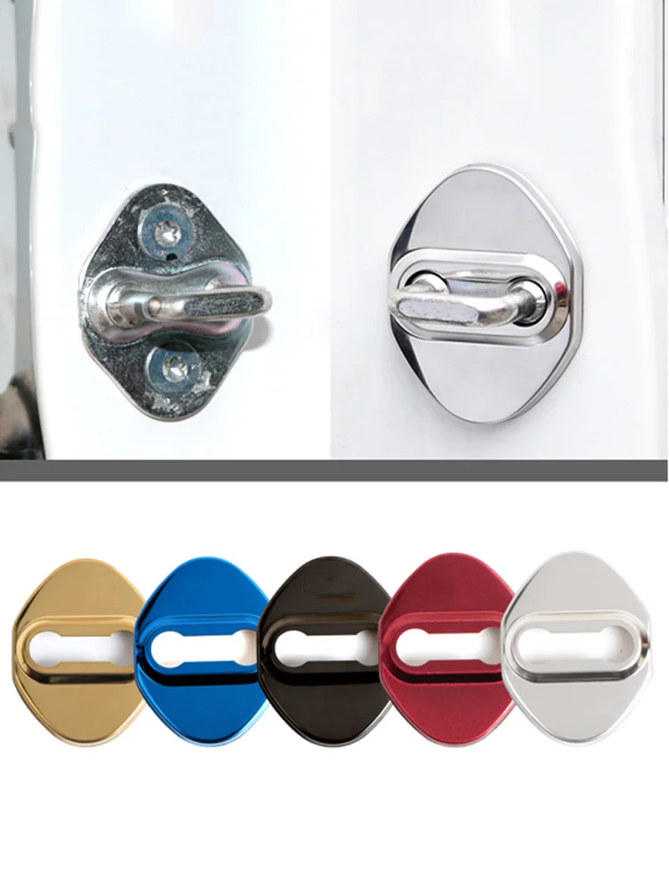 

4Pcs Aluminium Car Door Lock Cover Case Stickers Refitted Door Lock Cover Auto Emblems Case for KIA K2 K5 KX3 K4 Auto Accessorie