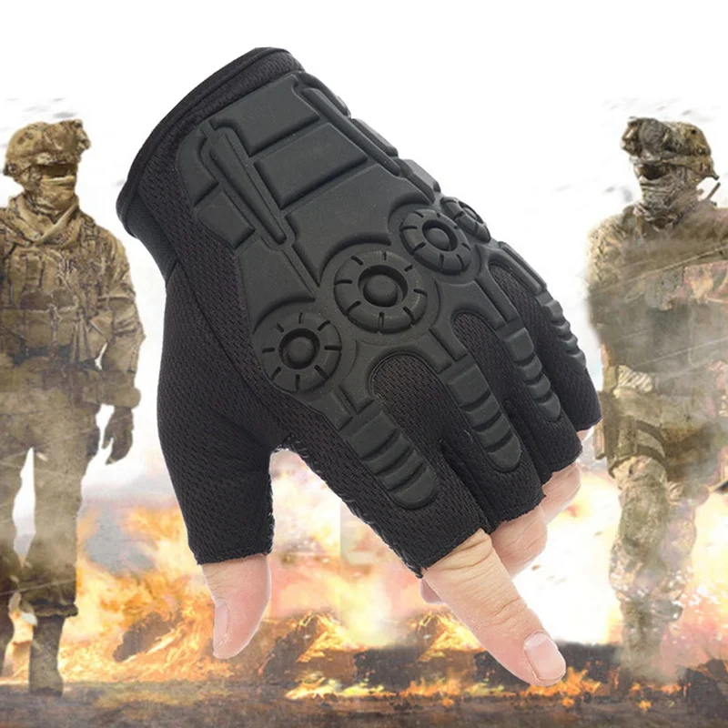 

Men Camouflage Tactical Gloves Outdoor Sport Cycling Half Finger Anti-Slip Shock-Absorbing Military Fitness Fingerless Mittens