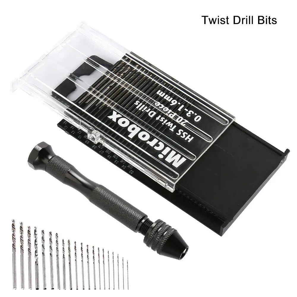 

20Pcs Twist Drill Bit Set With Keyless Chuck HSS High Speed Steel Titanium Coated Drill Bits for Carpenter Woodworking Tools