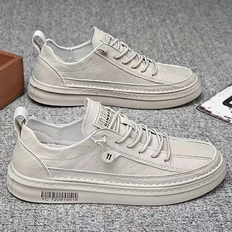 

Spring Summer Casual PU Leather Shoe Trend Men's Shoes Wild Mens Flats Shoes Waterproof Non-slip Board Shoe Male Footwear 2021