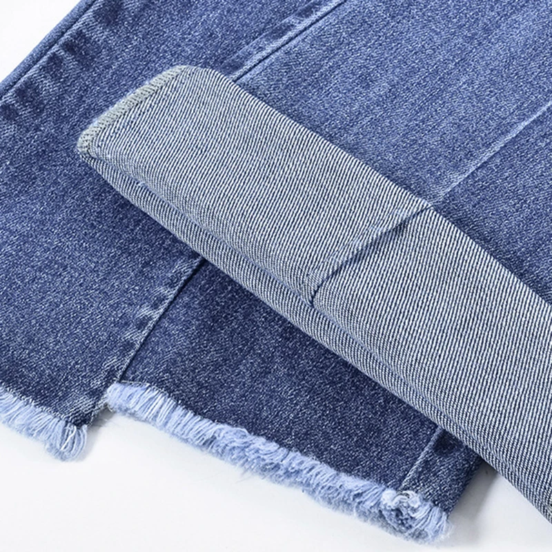 

YUEY 2020 New Women Fashion Jeans For Spring Autumn Ankle Length Stretchy Irregular Flare Jeans Denim Pants Plus Size Nine Part