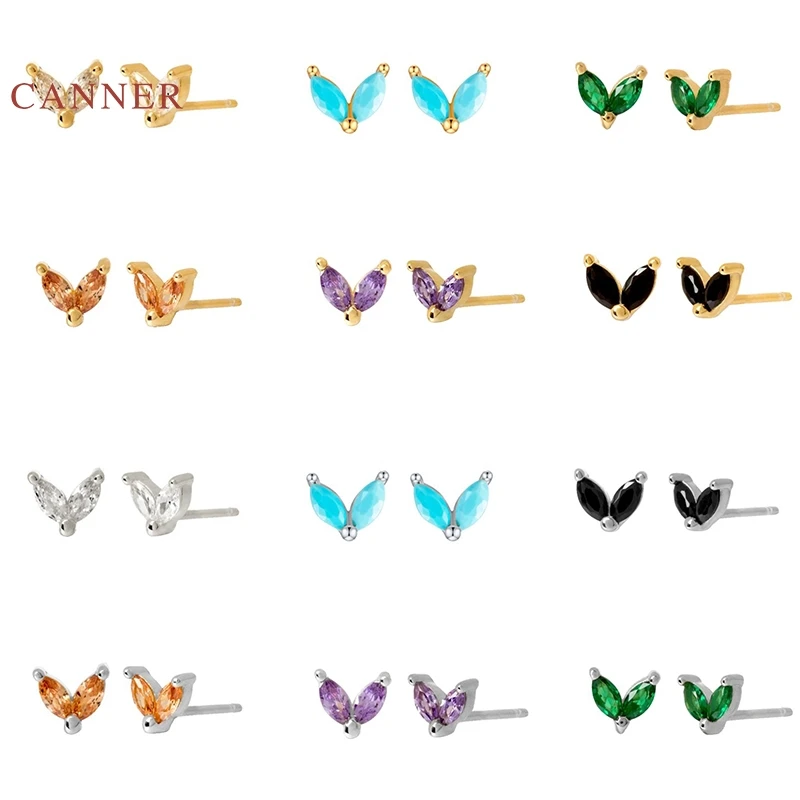 Женские серьги-гвоздики в виде конского глаза CANNER серьги из настоящего серебра 925