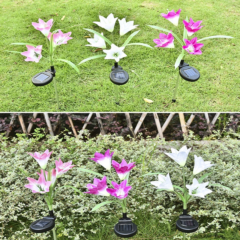 Светильник на солнечной батарее 4 светодиода лампа с цветами ярдов 3 шт. |