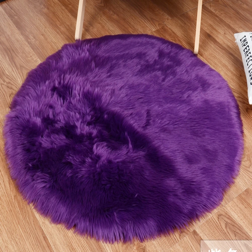 Пушистый Круглые Искусственные меховый ковер Спальня плотная плюшевая